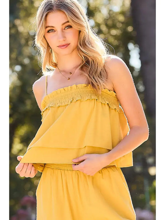 Ruffle Mustard Solid Top
