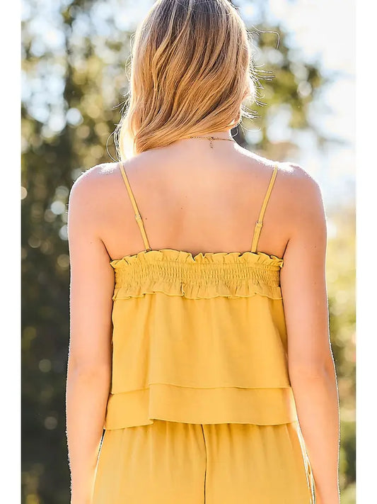 Ruffle Mustard Solid Top