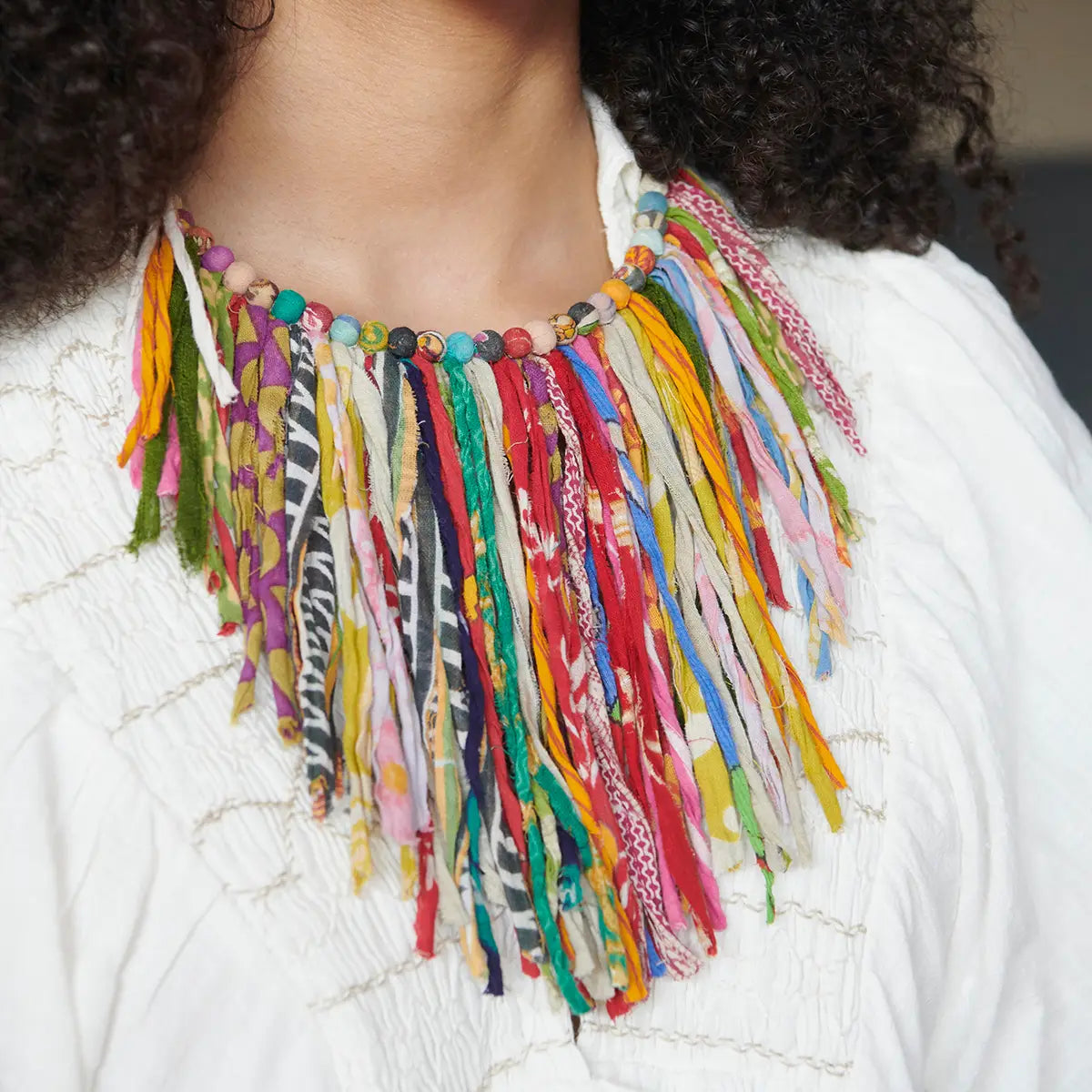 Stunning Kantha Fringe Necklace