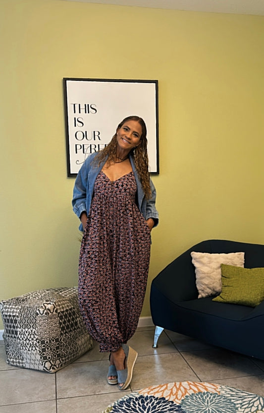 Mauve Paisley Jumpsuit