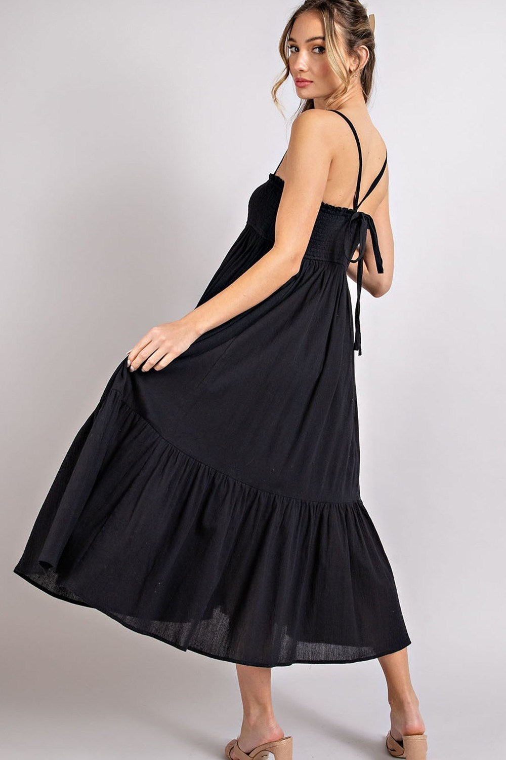 Enchanted Black Midi Dress