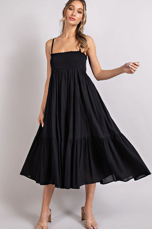 Enchanted Black Midi Dress