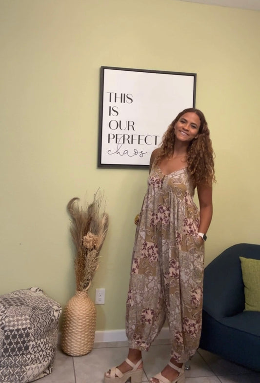 Paisley Pattern Sleeveless Jumpsuit