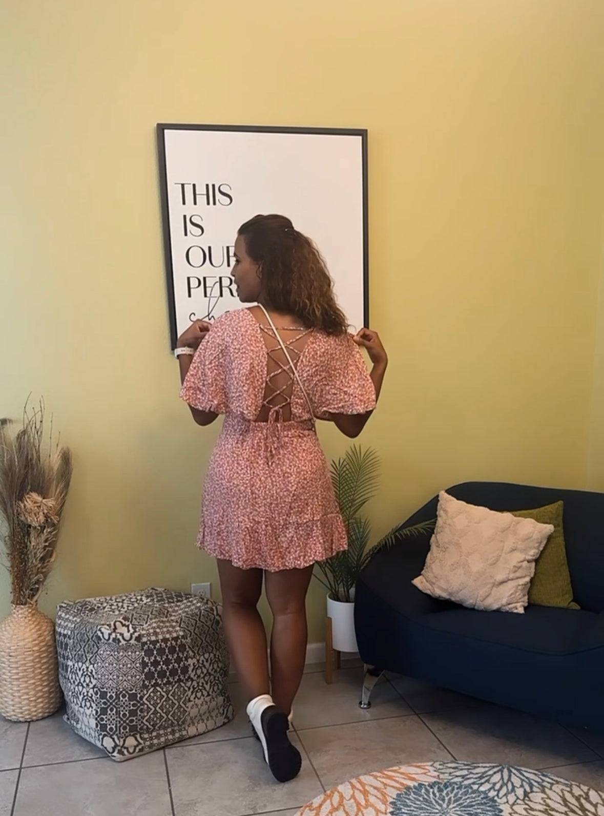 Dusty Pink Floral Mini Dress