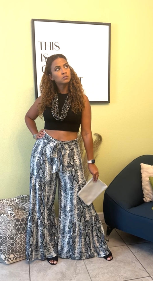 Animal Print Wide Leg Pants