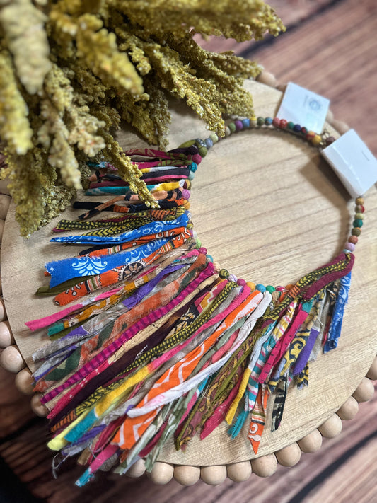 Stunning Kantha Fringe Necklace