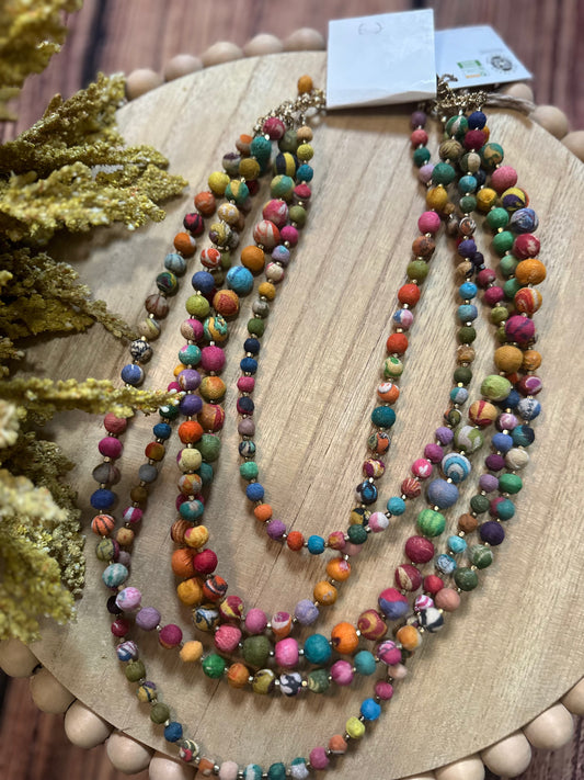 Intertwining Kantha Beads Necklace