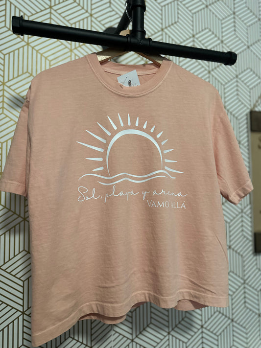 "Sol, Playa y Arena" -not so- Cropped Tee
