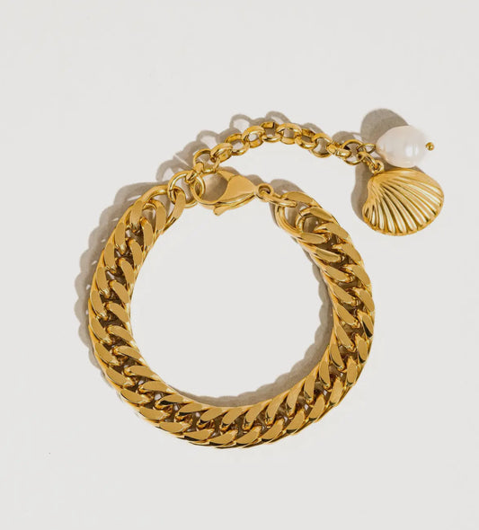 Costa 18K Gold Non-Tarnish Shell Pearl Chain Bracelet