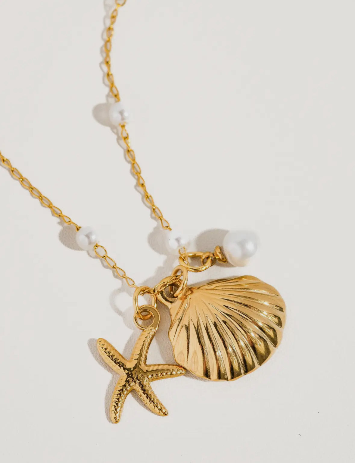 Sirena Gold Seashell, Sea Star and Pearl Necklace